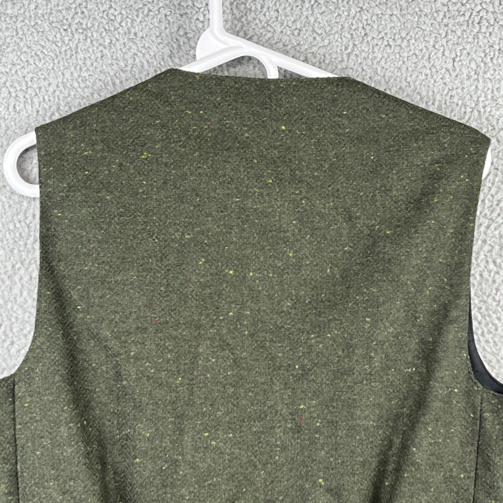Aran Sweater Market Mens Donegal Tweed Wool Vest Green Waistcoat Ireland Size M - Picture 7 of 14